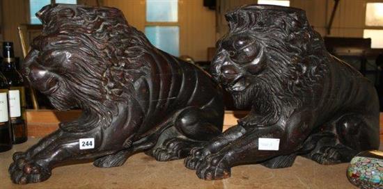 Pair of early carved lions